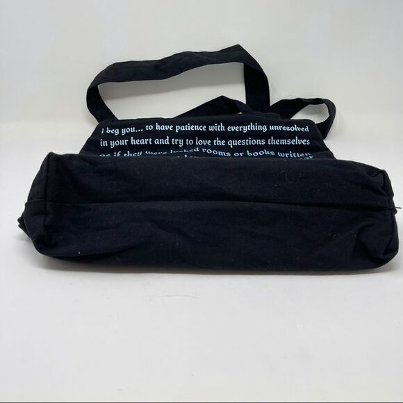 Quotable Canvas Black Tote Bag Quote by Rainier Maria Rilke Zippered - Picture 3 of 6